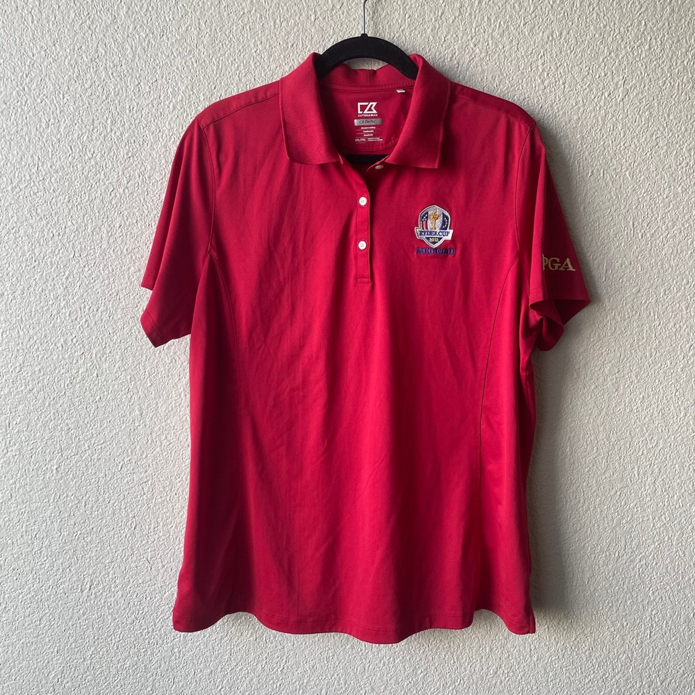 Cutter & Buck Mens Polo Shirt XXL Red Polyester Ryder Cup 2012 Medinah Golf PGA